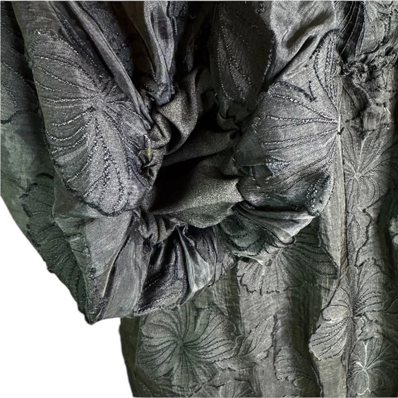 Kika Vargas Whimsy Goth Floral Texture Scallop Back Midi Dress Black Size S - Picture 11 of 12